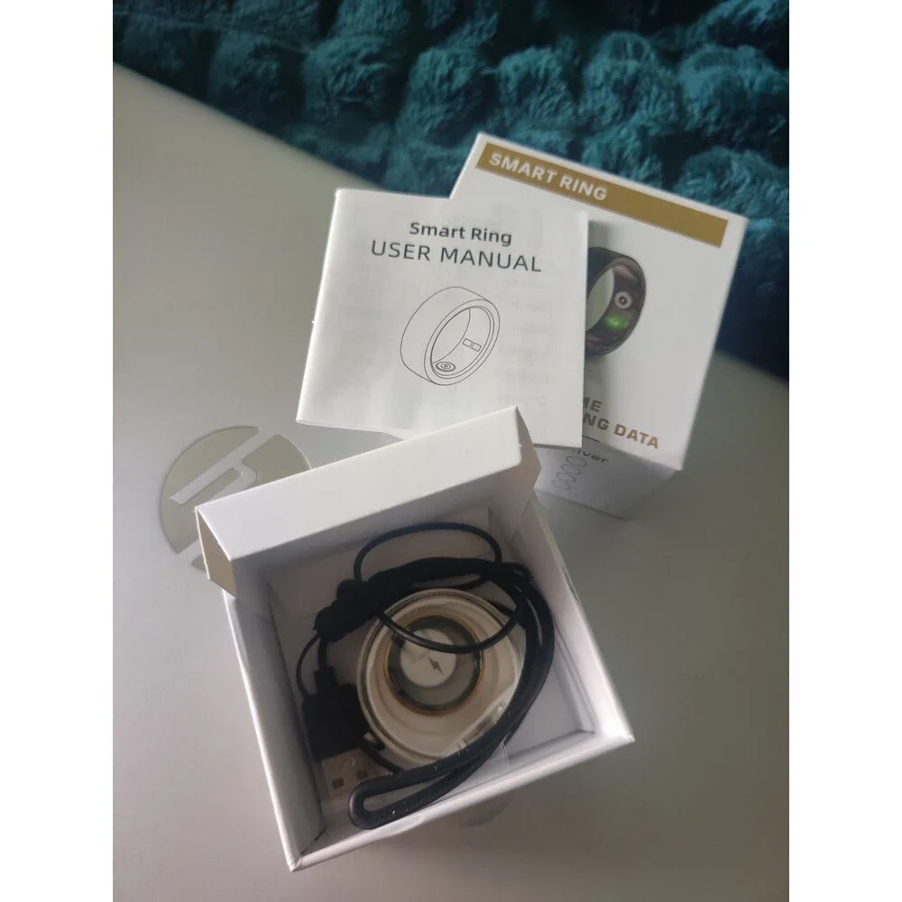 Smart Heart Ring Gold Size 9 Heart Rate Monitor Mobile App Activity Tracker